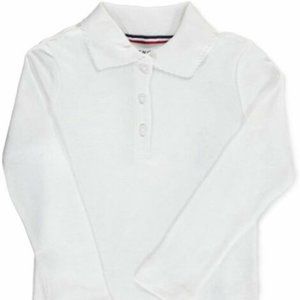Long Sleeve Interlock White Polo